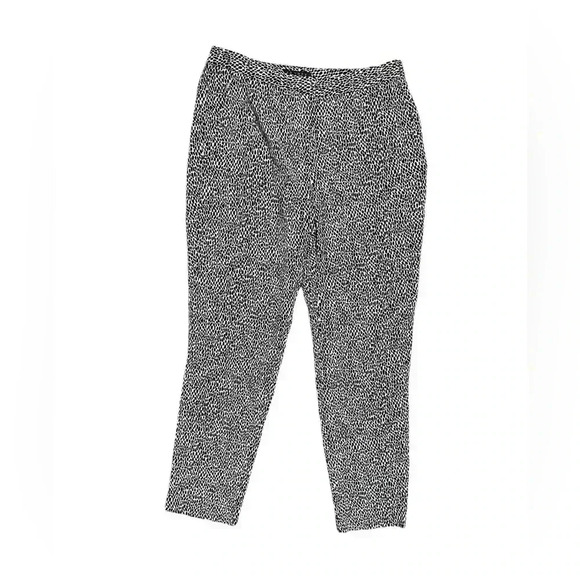 Theory Women's Cropped Pants Size 6 Gray Black Cheetah Print 100% Silk - Picture 1 of 6